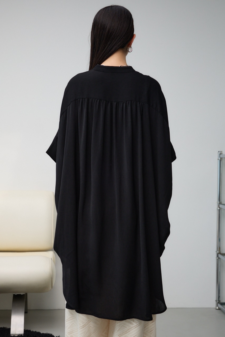 ポンチョ型楊柳シャツ BLK FREE