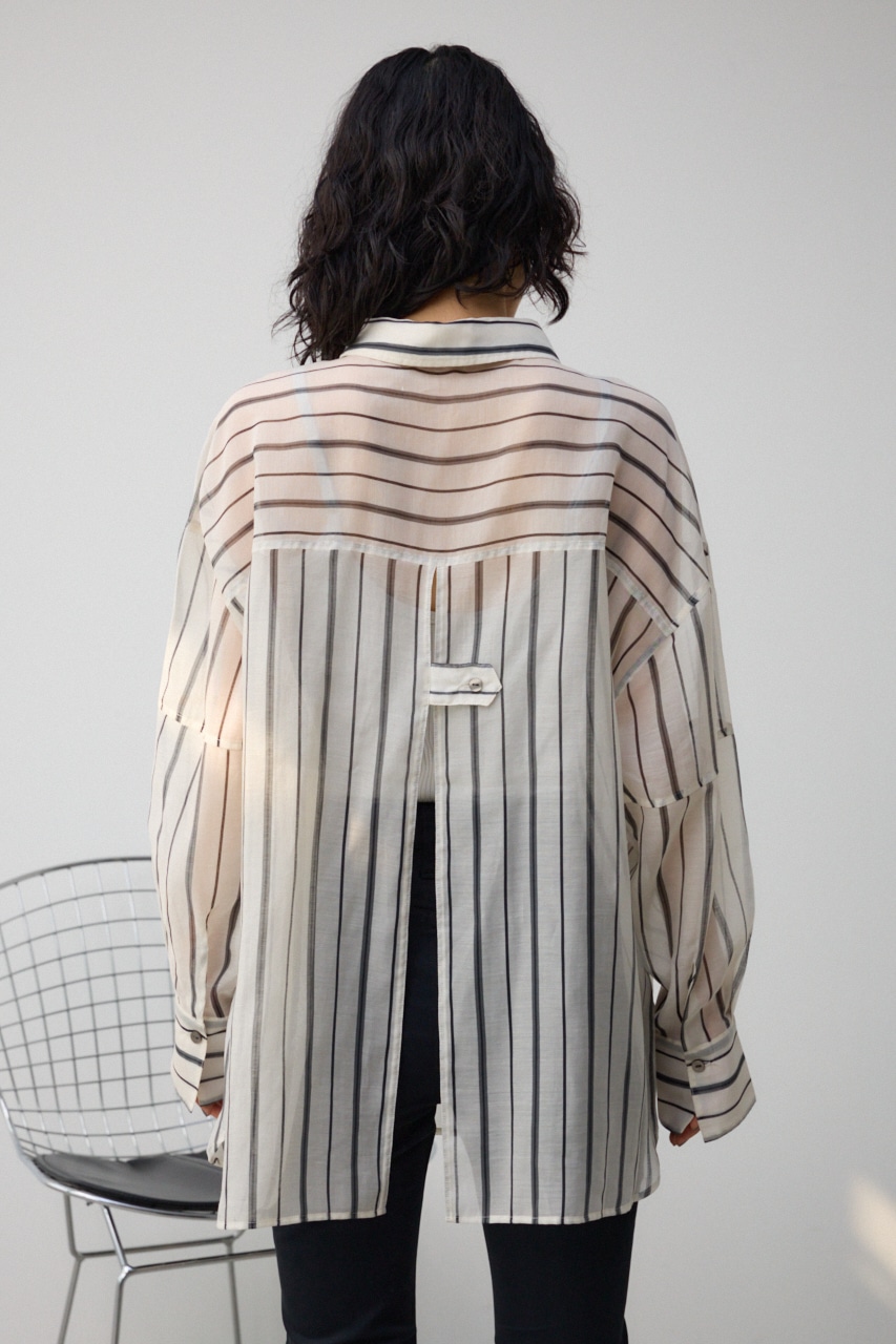 バックスリットシアーオーバーシャツ 柄WHT FREE