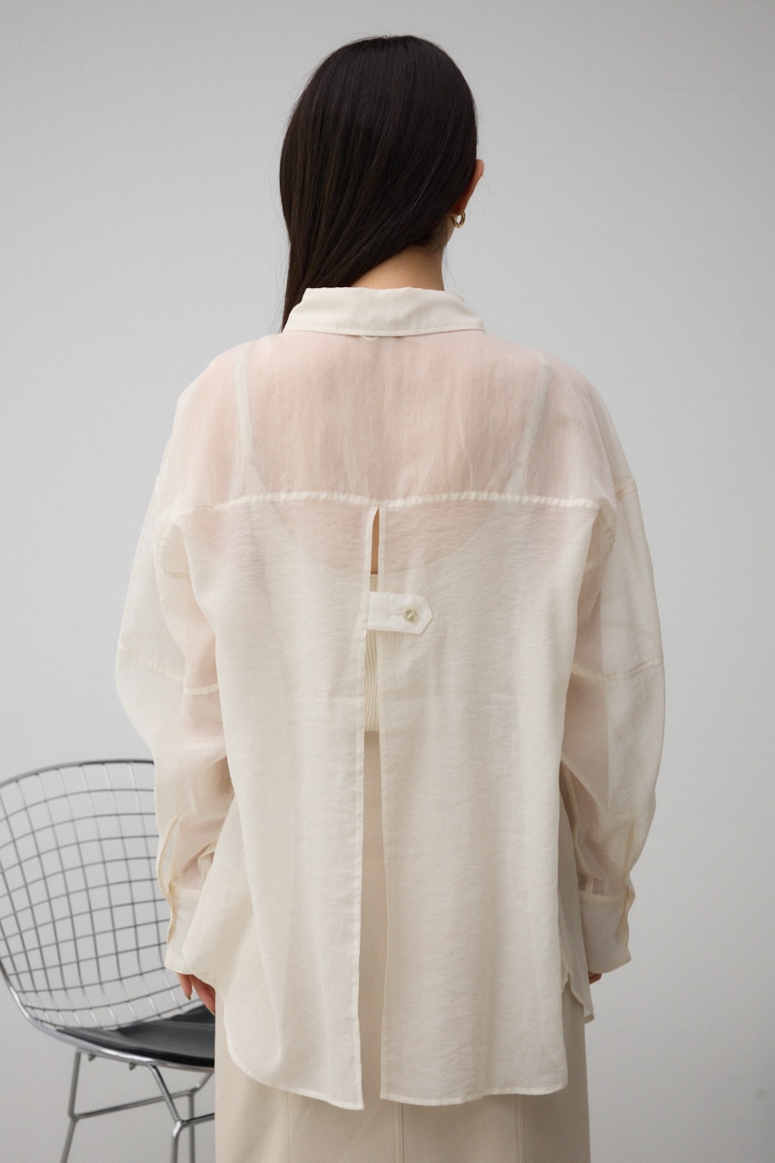 バックスリットシアーオーバーシャツ O/WHT FREE