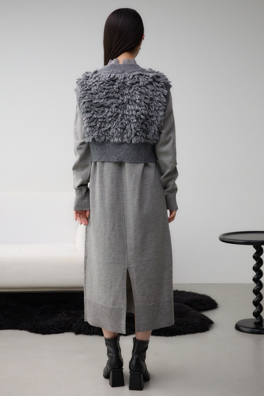 ループヤーンベストレイヤードセットニットワンピース GRY FREE