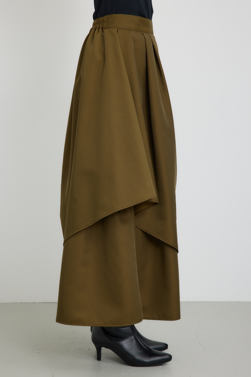 【PLUS】タックギャザーフレアスカート KHA M