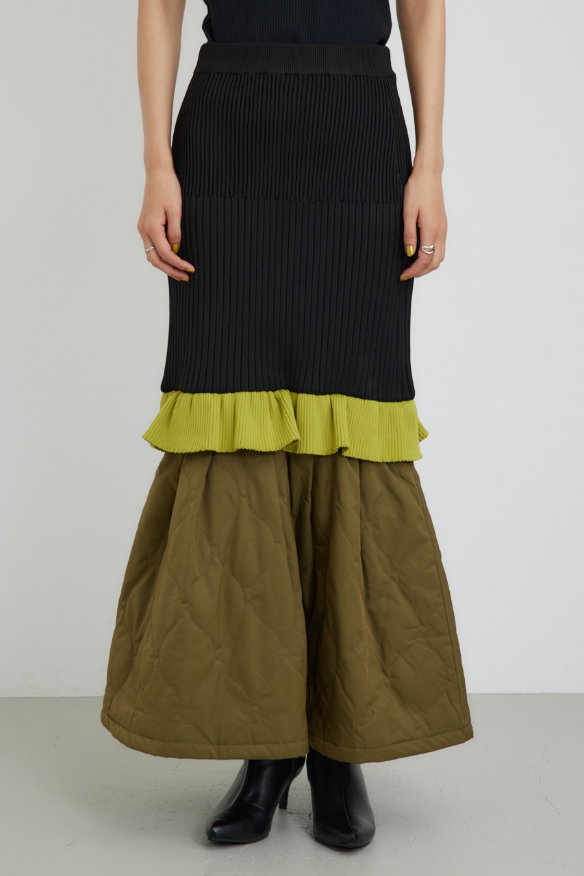 【PLUS】ドッキングキルティングマーメイドスカート BLK M