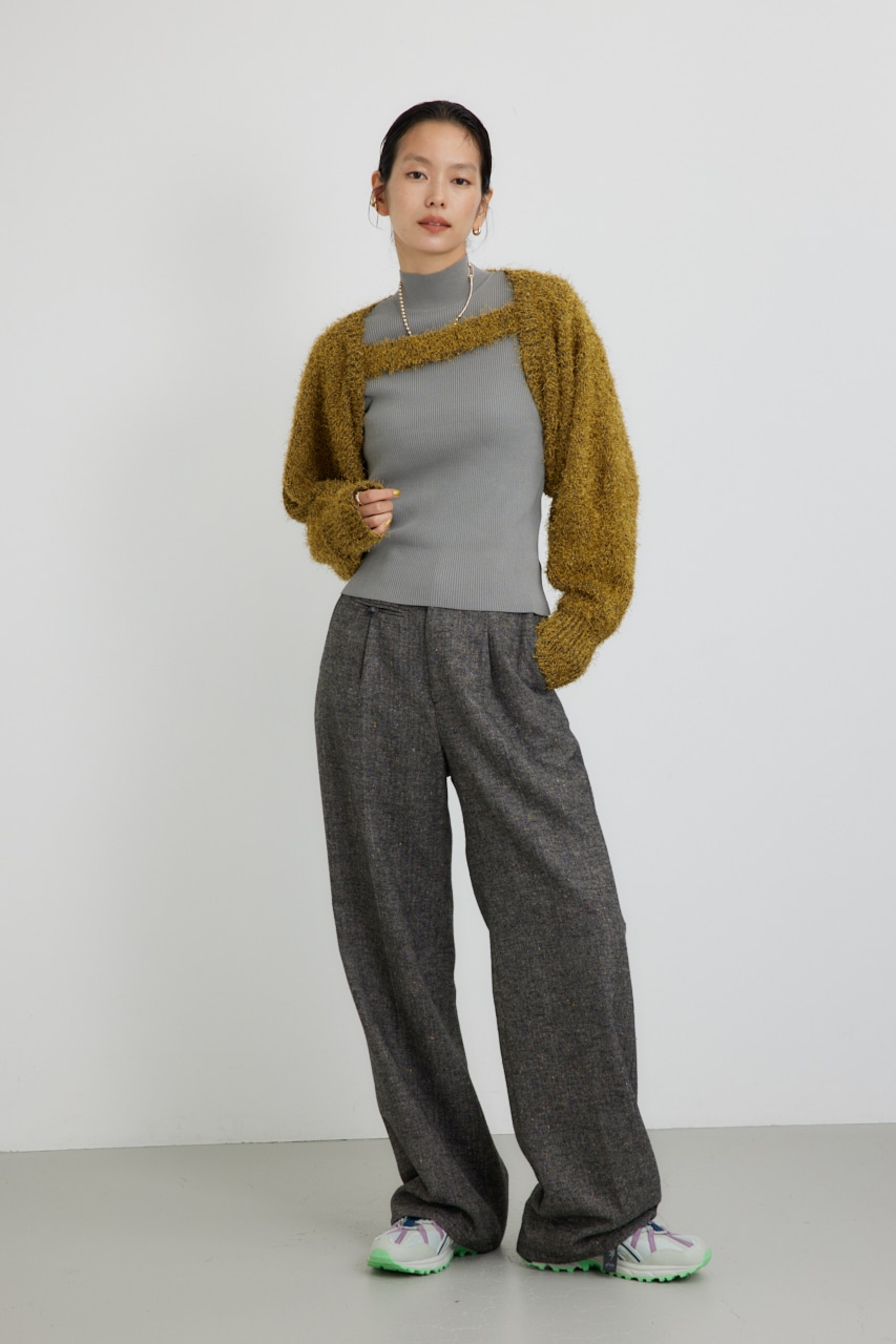 【PLUS】ショートボレロレイヤードセットニット D/YEL FREE