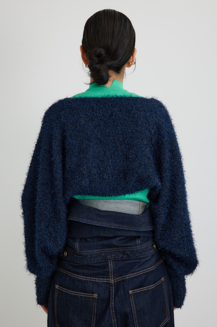 【PLUS】ショートボレロレイヤードセットニット NVY FREE