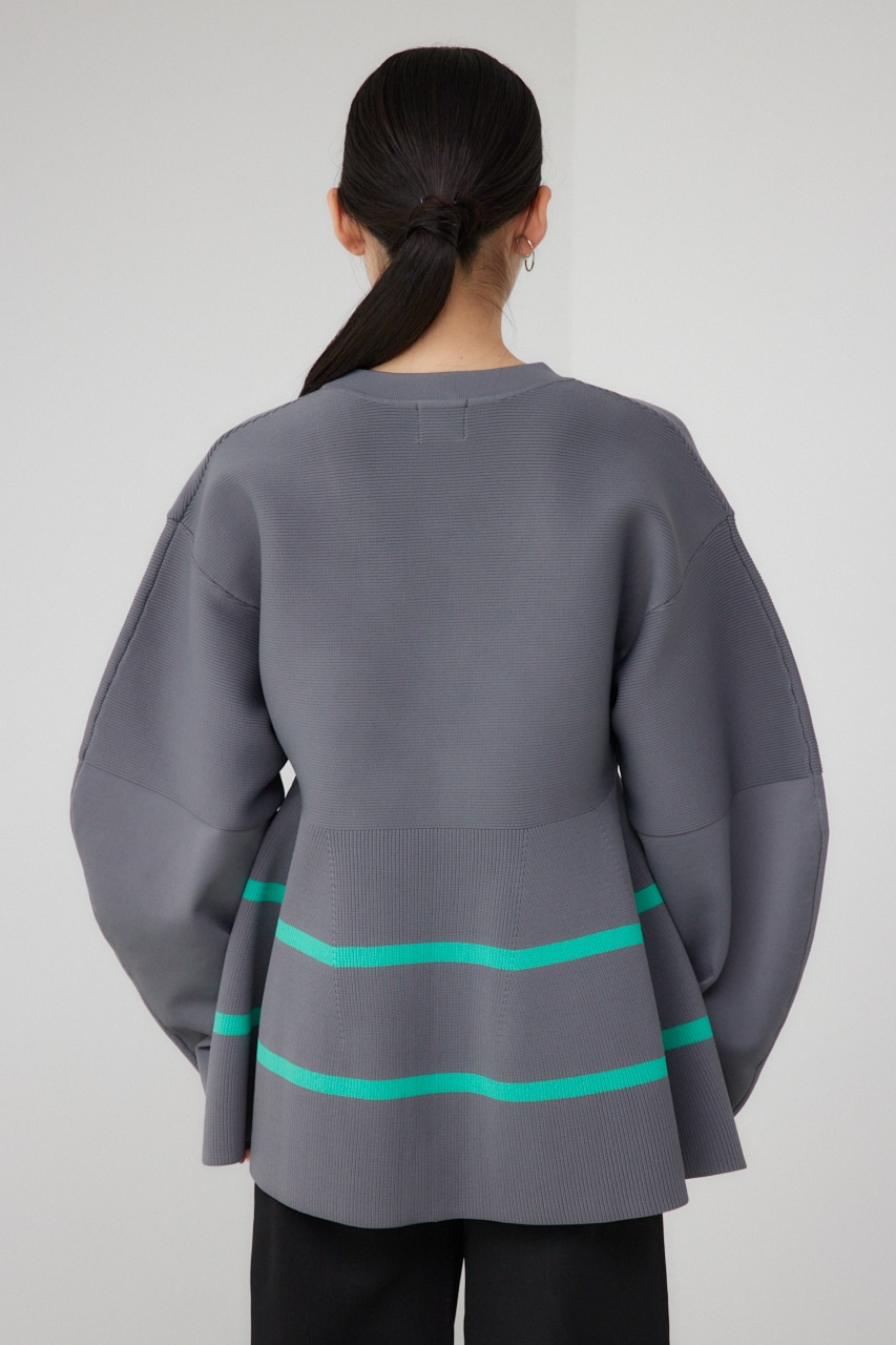 【PLUS】コクーンスリーブペプラムカーディガン GRY FREE