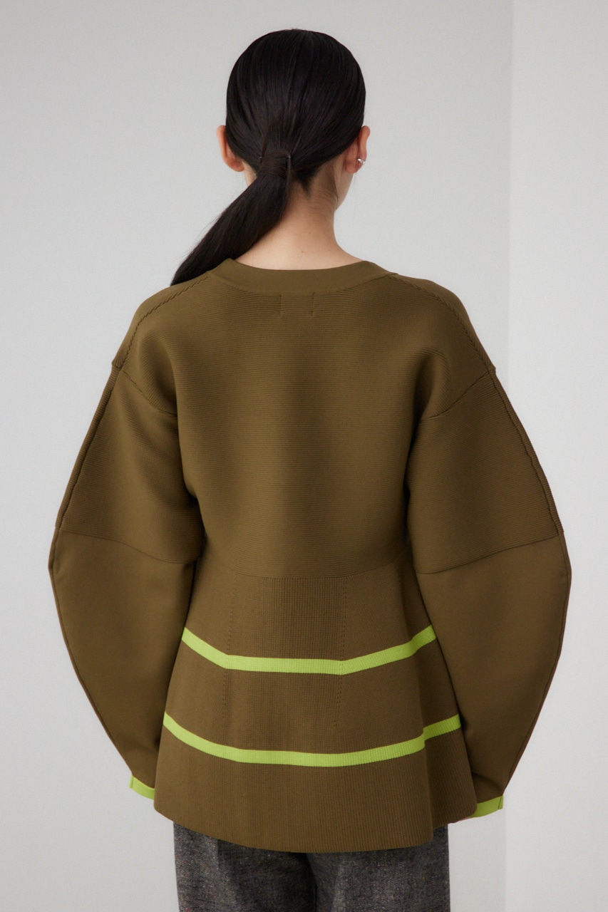 【PLUS】コクーンスリーブペプラムカーディガン KHA FREE