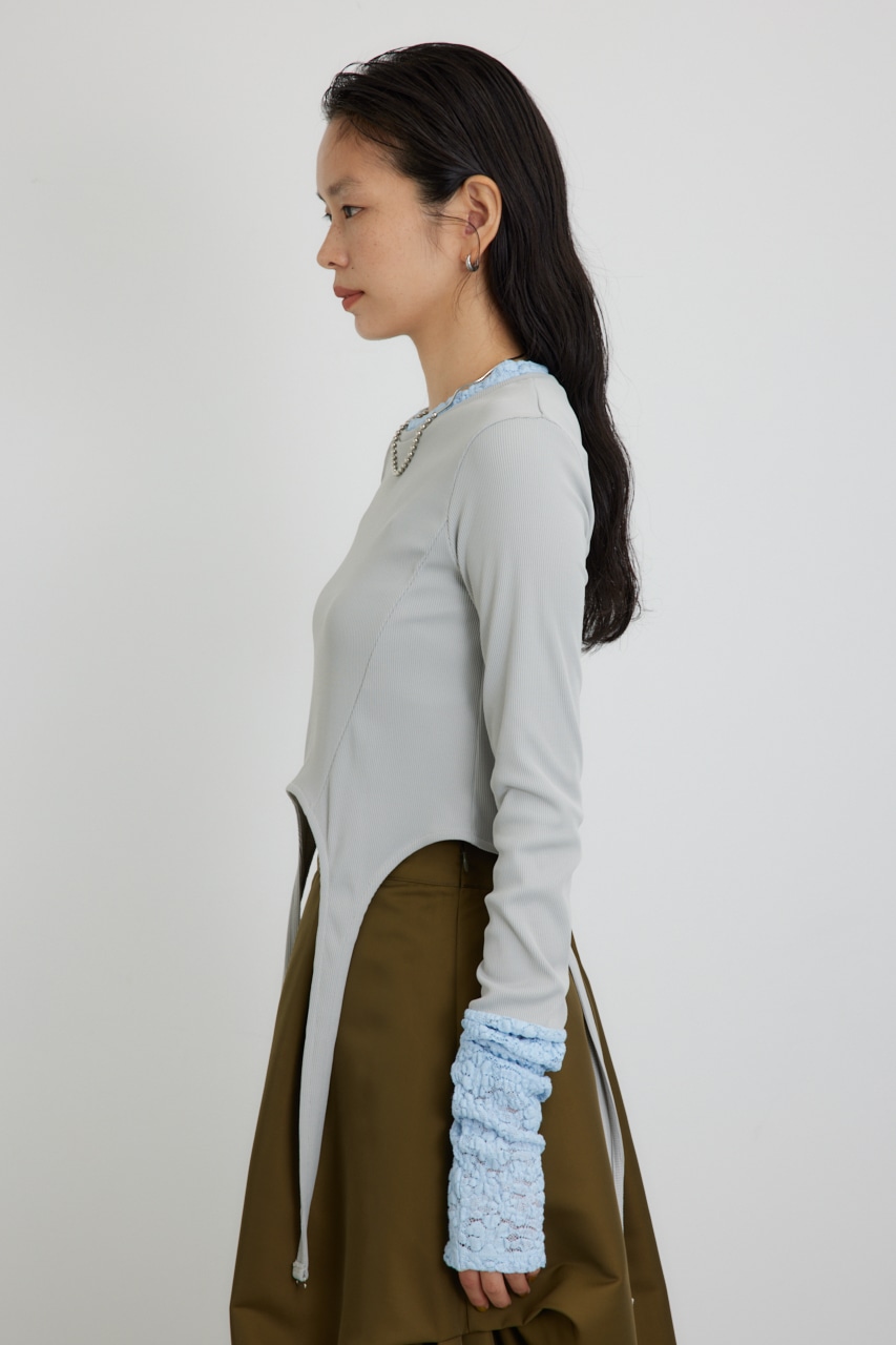 【PLUS】レースドッキングストラップトップス GRY FREE