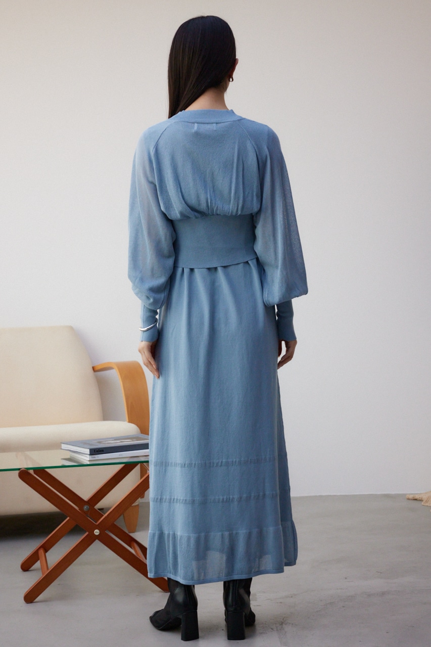 カーデセットニットワンピース L/BLU M