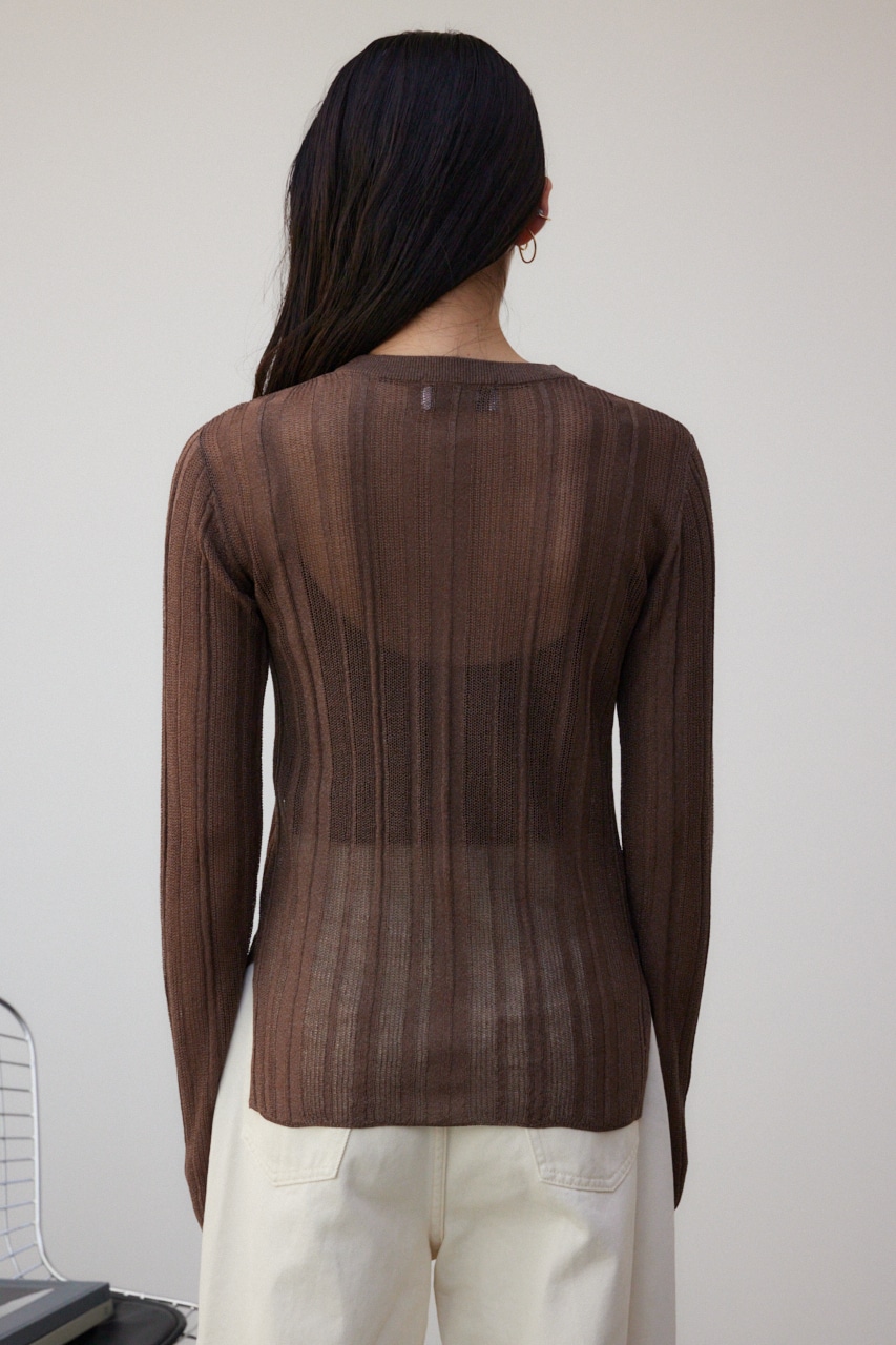 シアーランダムリブニットトップス BRN FREE