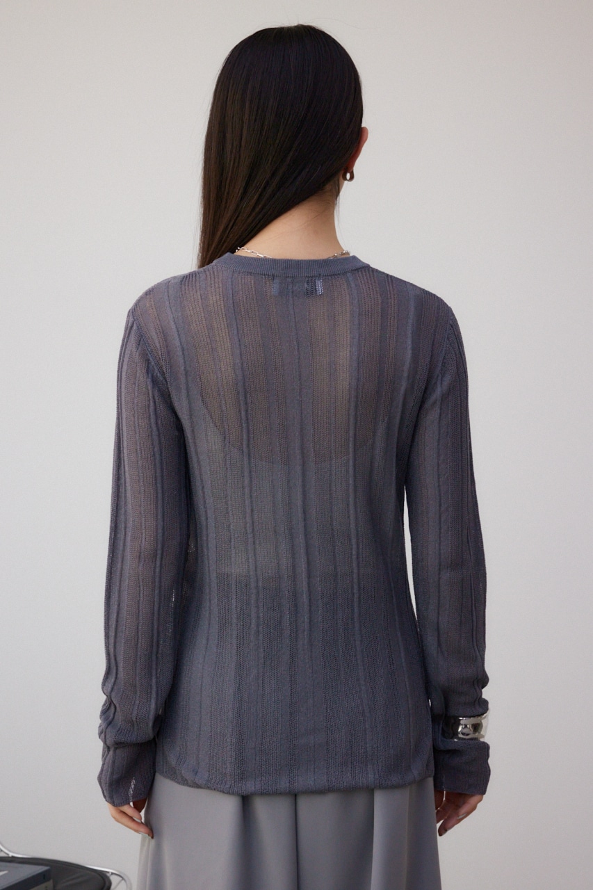 シアーランダムリブニットトップス C.GRY FREE