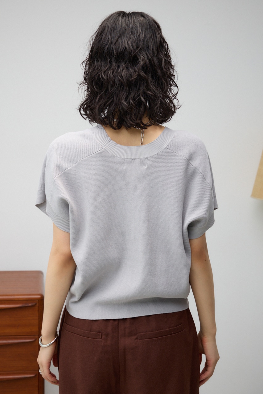 半袖ニットカーディガン GRY S