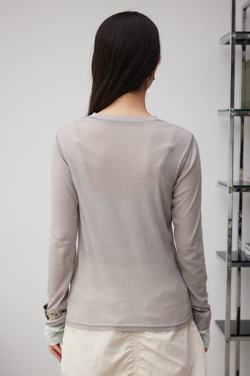 レイヤードカフロングシアートップス GRY FREE