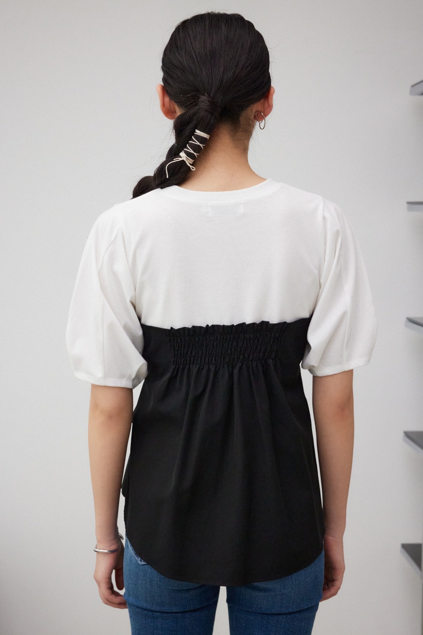 ビスチェレイヤードトップス 柄BLK S