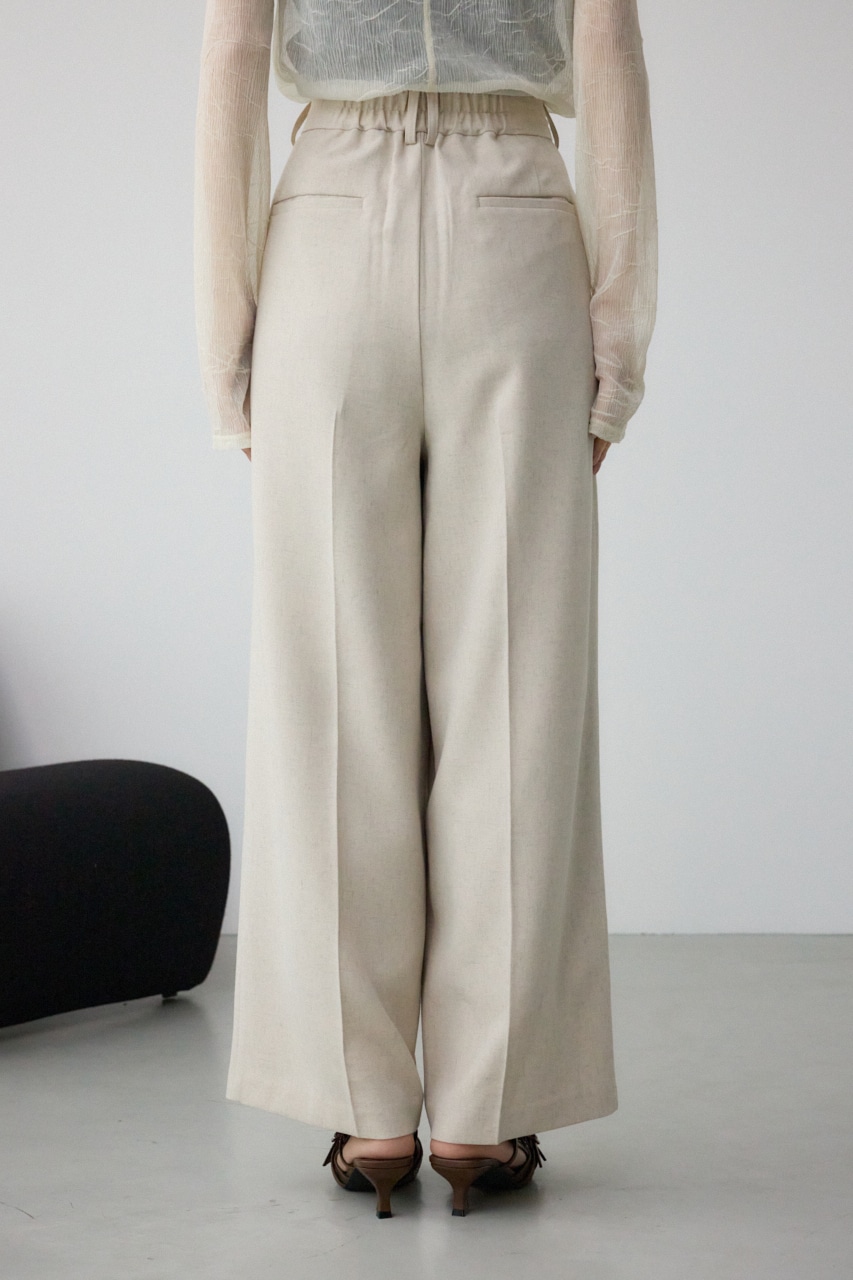 ポリエステルリネンミックスワイドパンツ L/BEG M