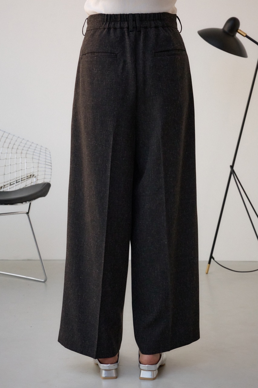 ポリエステルリネンミックスワイドパンツ L/BLK S