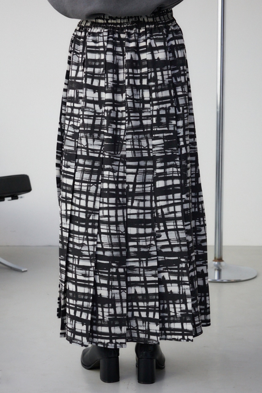 グラフィックチェックフレアスカート 柄BLK FREE