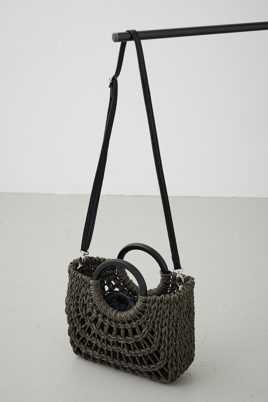 編み込みショルダーバッグ BLK FREE