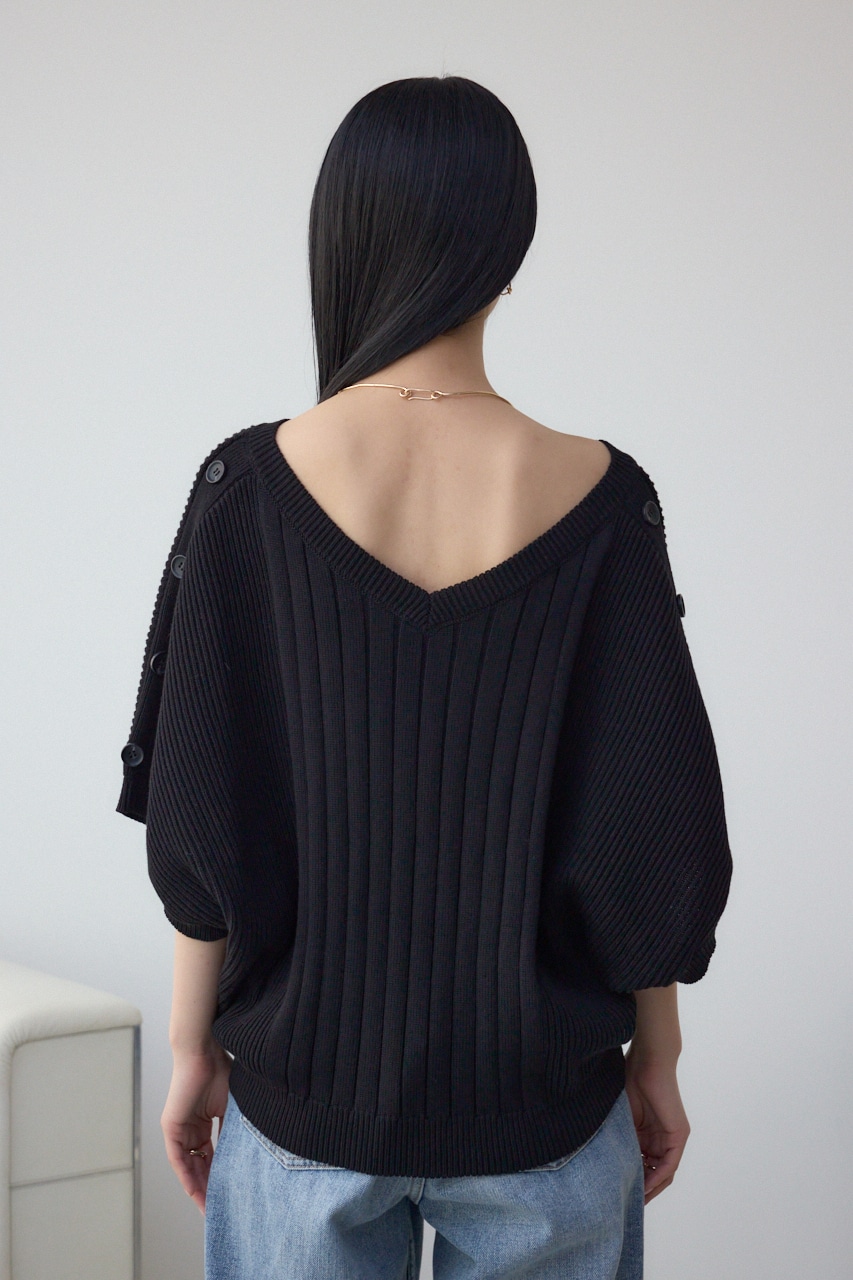 2WAYショルダーボタンニット BLK FREE