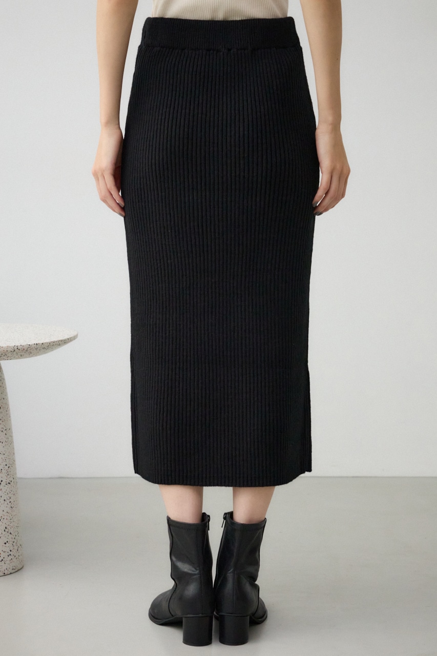 ステッチデザインリブスカート BLK FREE