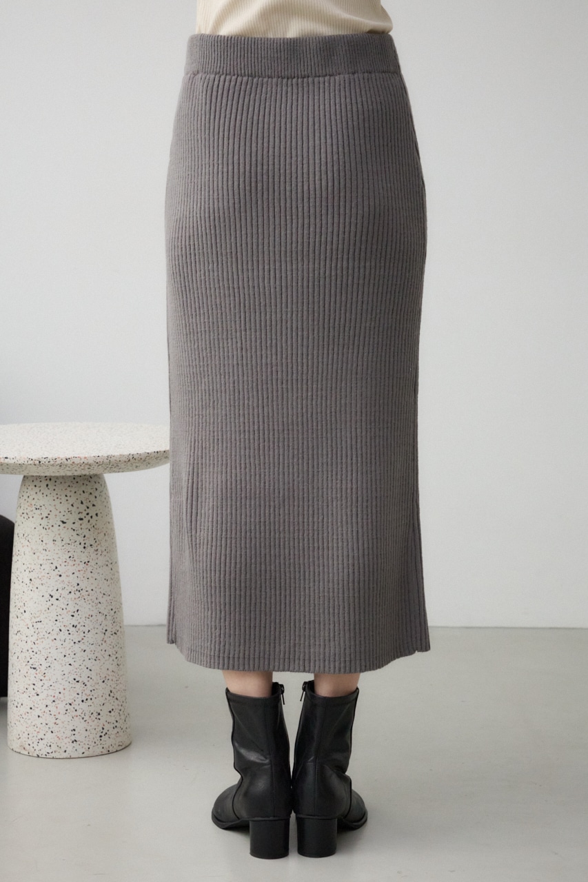 ステッチデザインリブスカート GRY FREE
