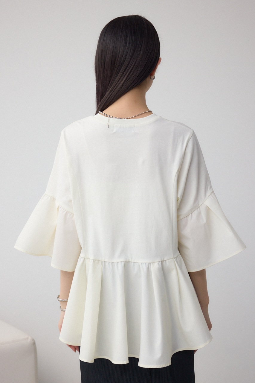 タックスリーブ半袖デザインカットトップス IVOY FREE