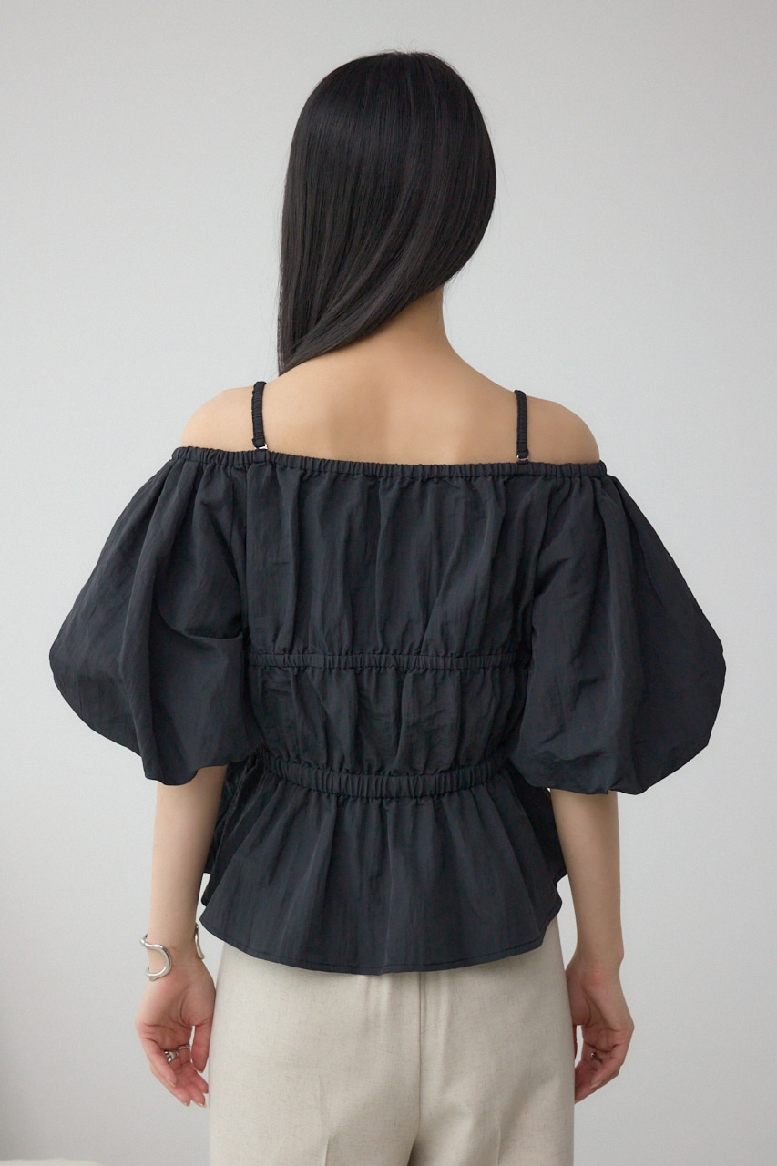 パフショルダー2WAYブラウス BLK FREE