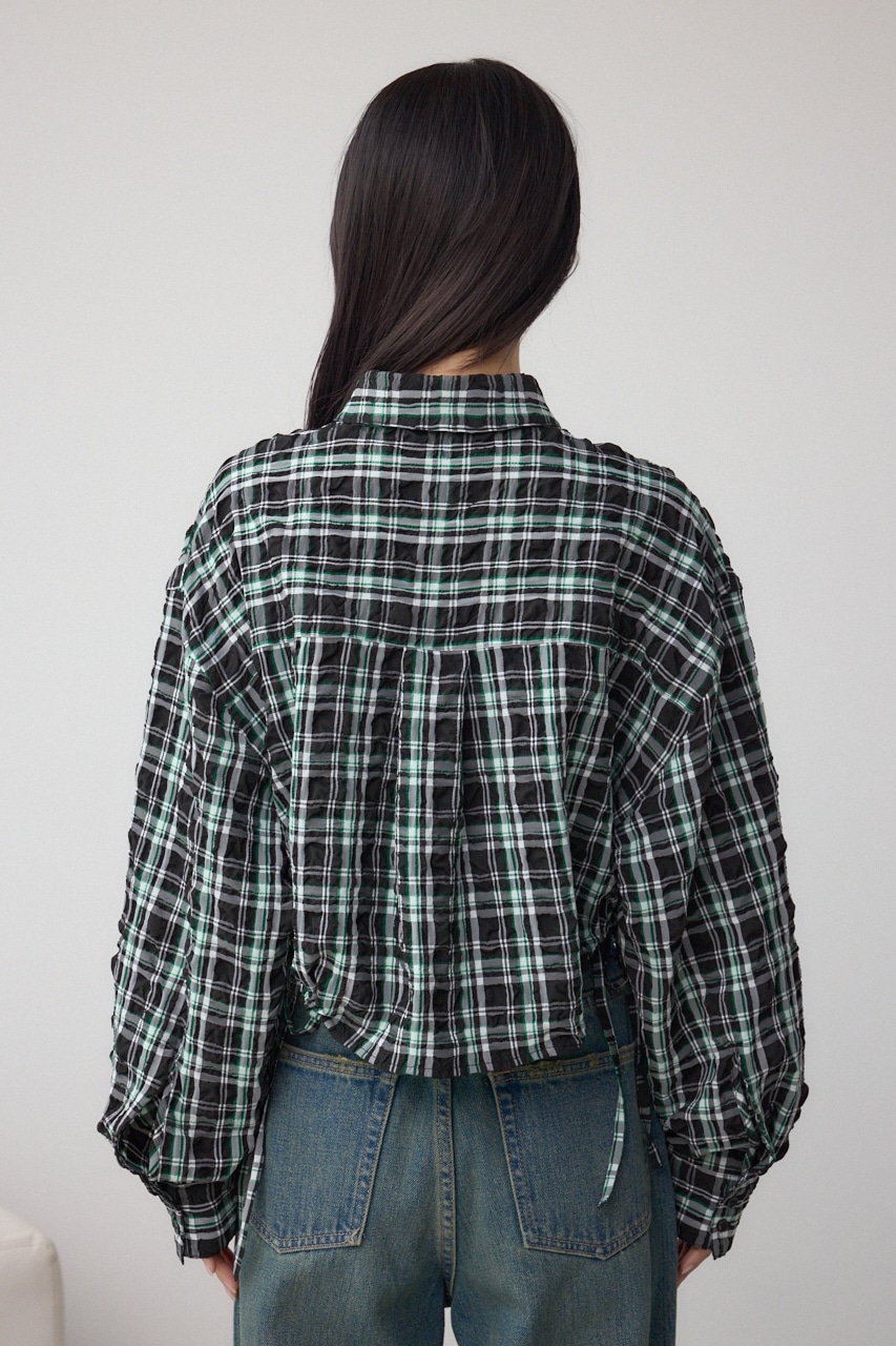 ラウンドヘムドロストシャツ 柄BLK FREE