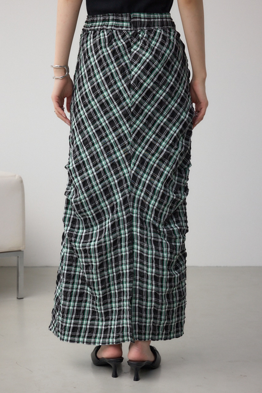 タックドレープチェックスカート 柄BLK S