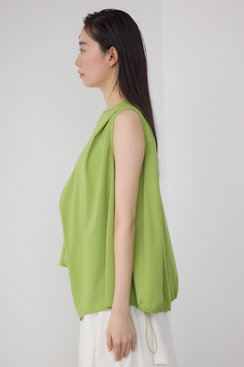 【PLUS】ランダムドレープブラウス LIME FREE