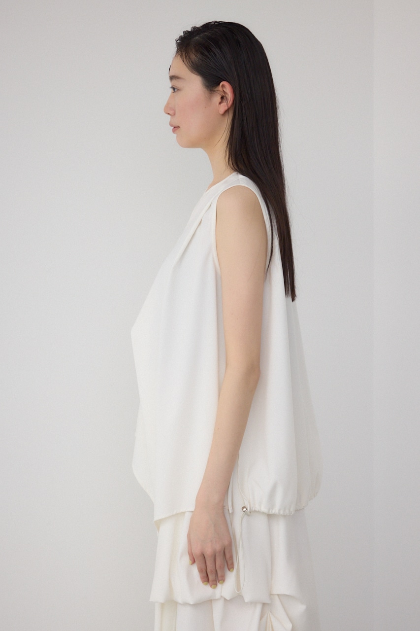 【PLUS】ランダムドレープブラウス WHT FREE