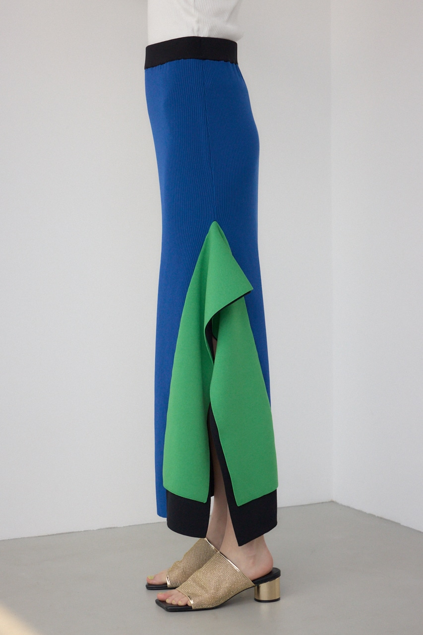 【PLUS】パネルドレープマーメイドスカート 柄BLK M