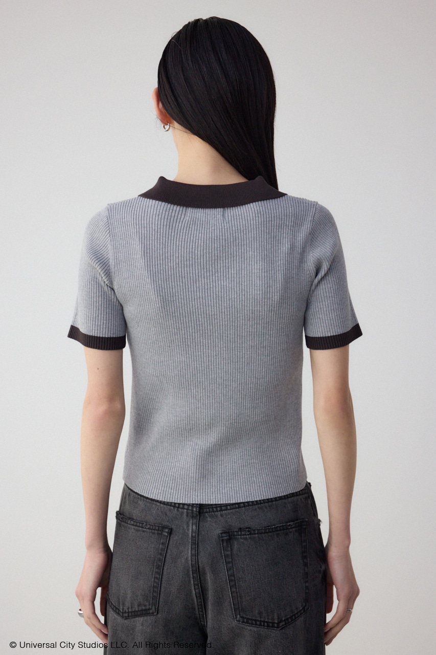 【WICKED×AZUL】ロゴ刺繍半袖ニット GRY FREE