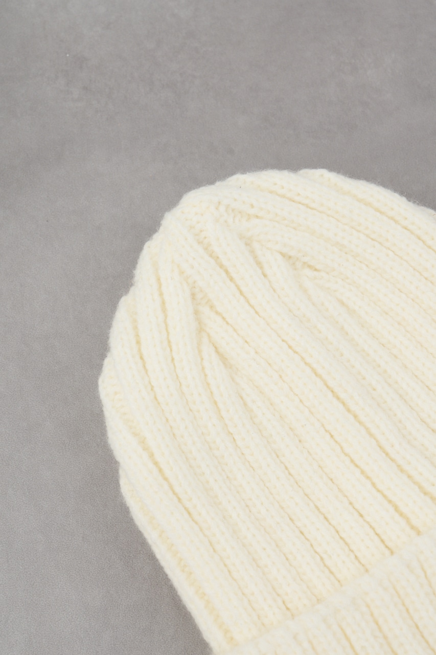 ロゴ刺繍リブニットワッチ WHT FREE