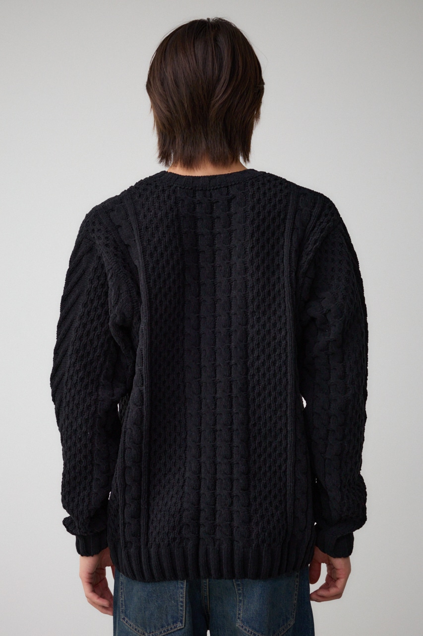シェニールケーブルニット BLK S-M