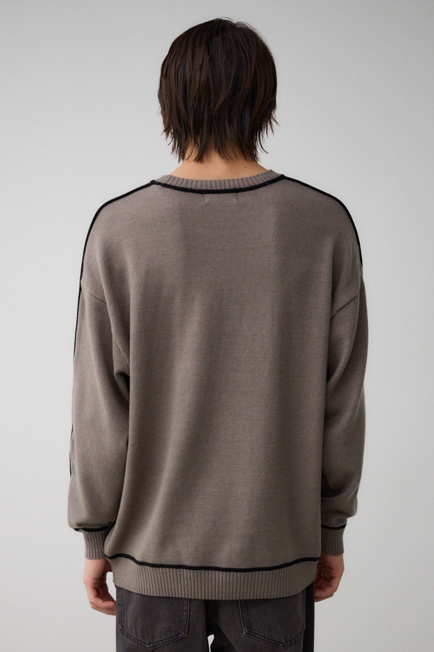 配色パイピングニット GRY FREE