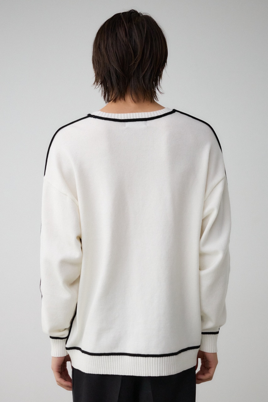 配色パイピングニット O/WHT FREE