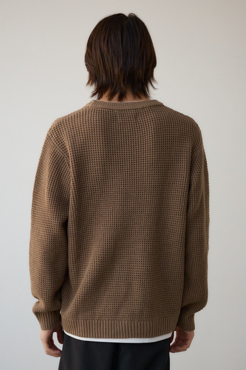 ワッフルレイヤードニット BEG L