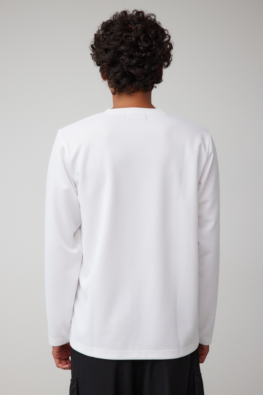 ポンチ刺繍ロングTシャツ WHT M