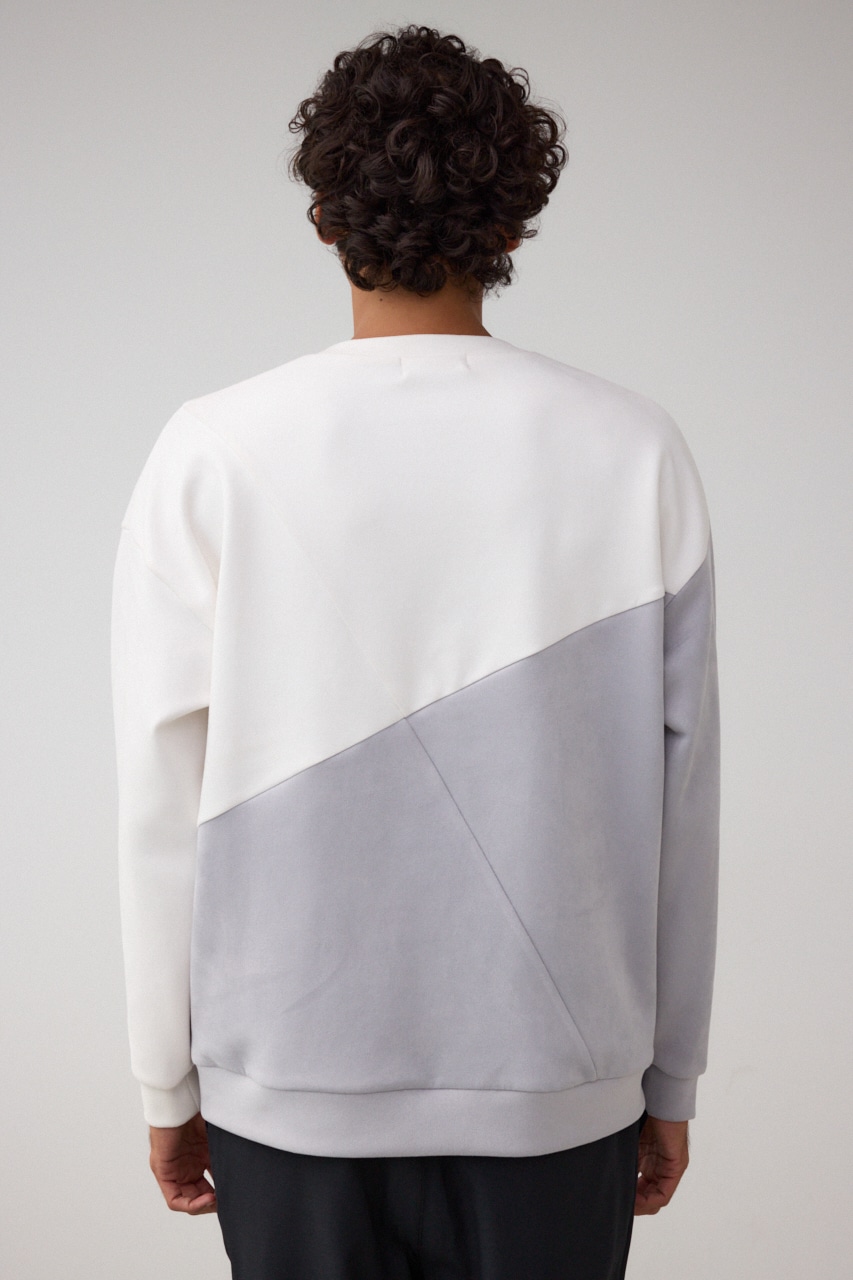 フェイクスウェードパネル切替トップス 柄WHT FREE