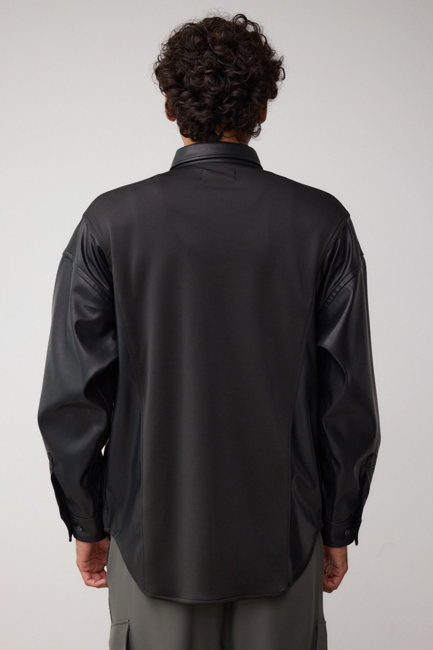 フェイクレザースウィッチングシャツ 柄BLK FREE