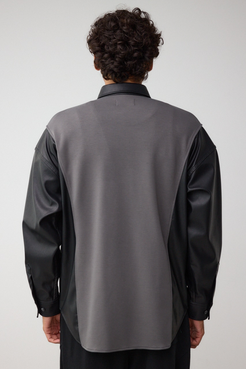 フェイクレザースウィッチングシャツ 柄GRY FREE