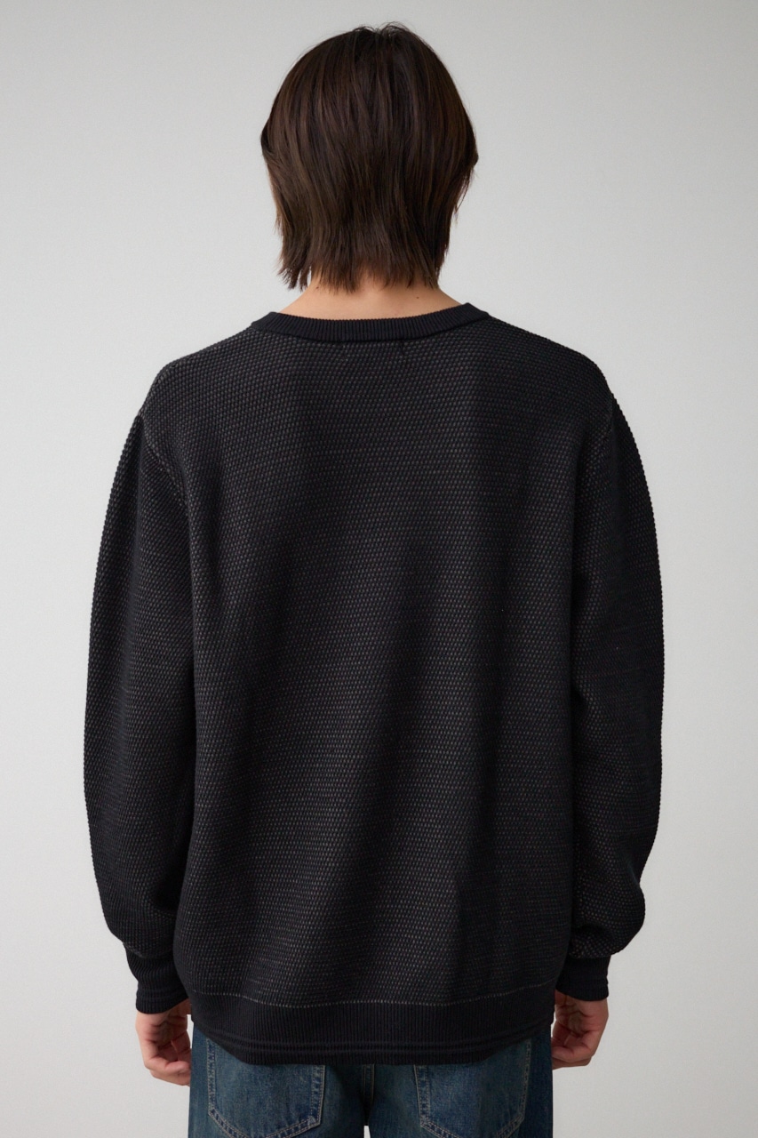 ハニカムベーシッククルーネックニット BLK M