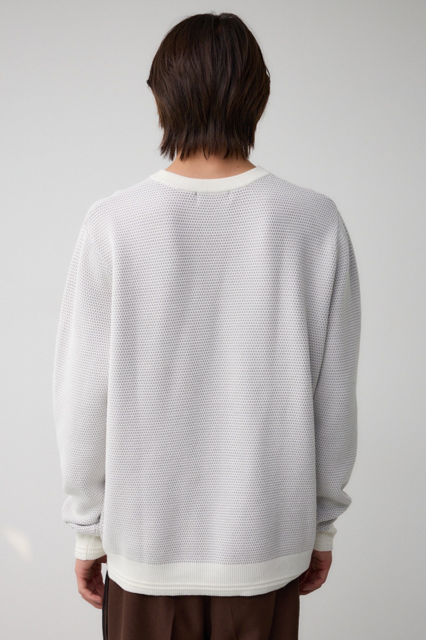 ハニカムベーシッククルーネックニット WHT L