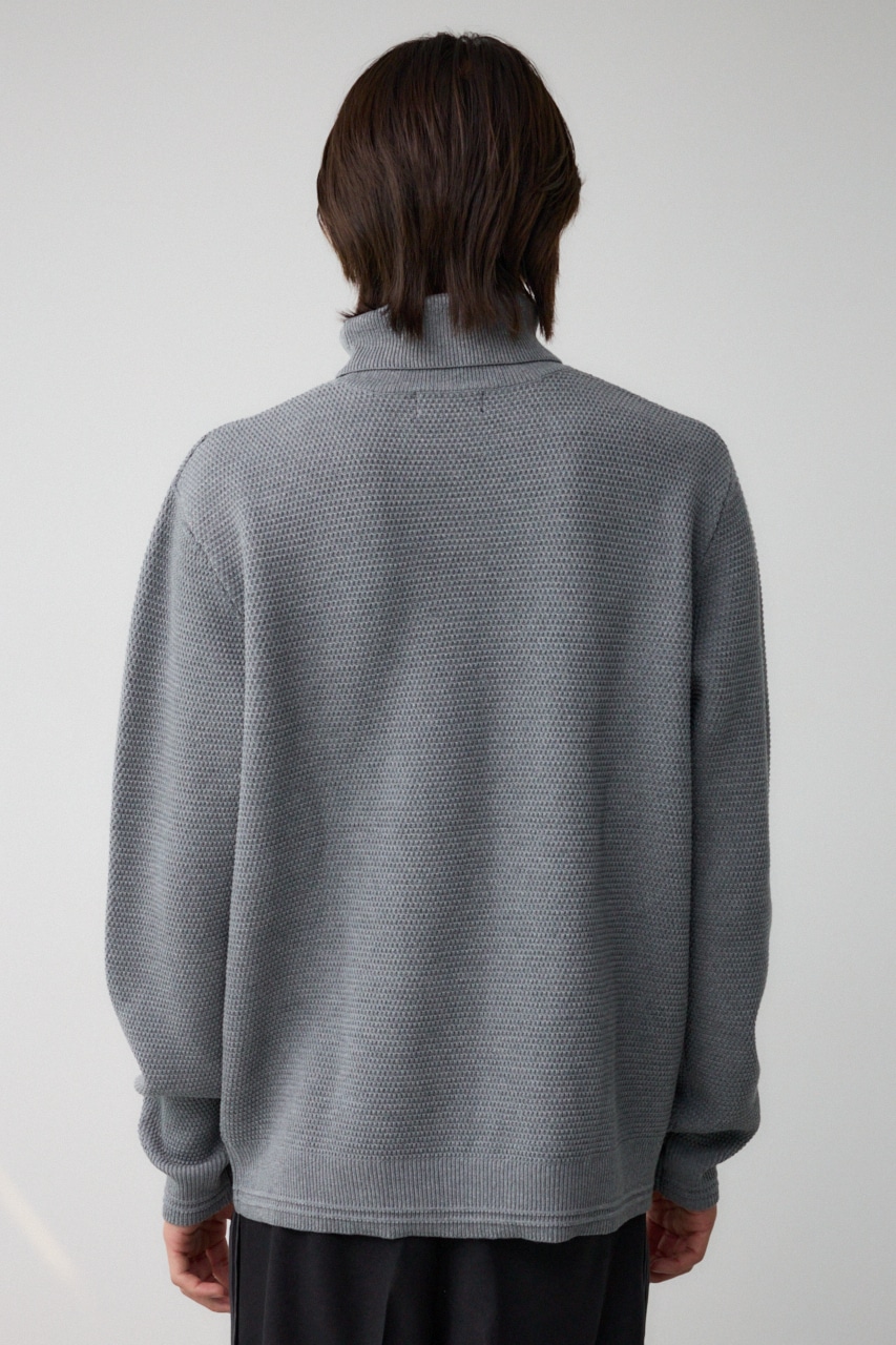 ハニカムタートルネックニット GRY M