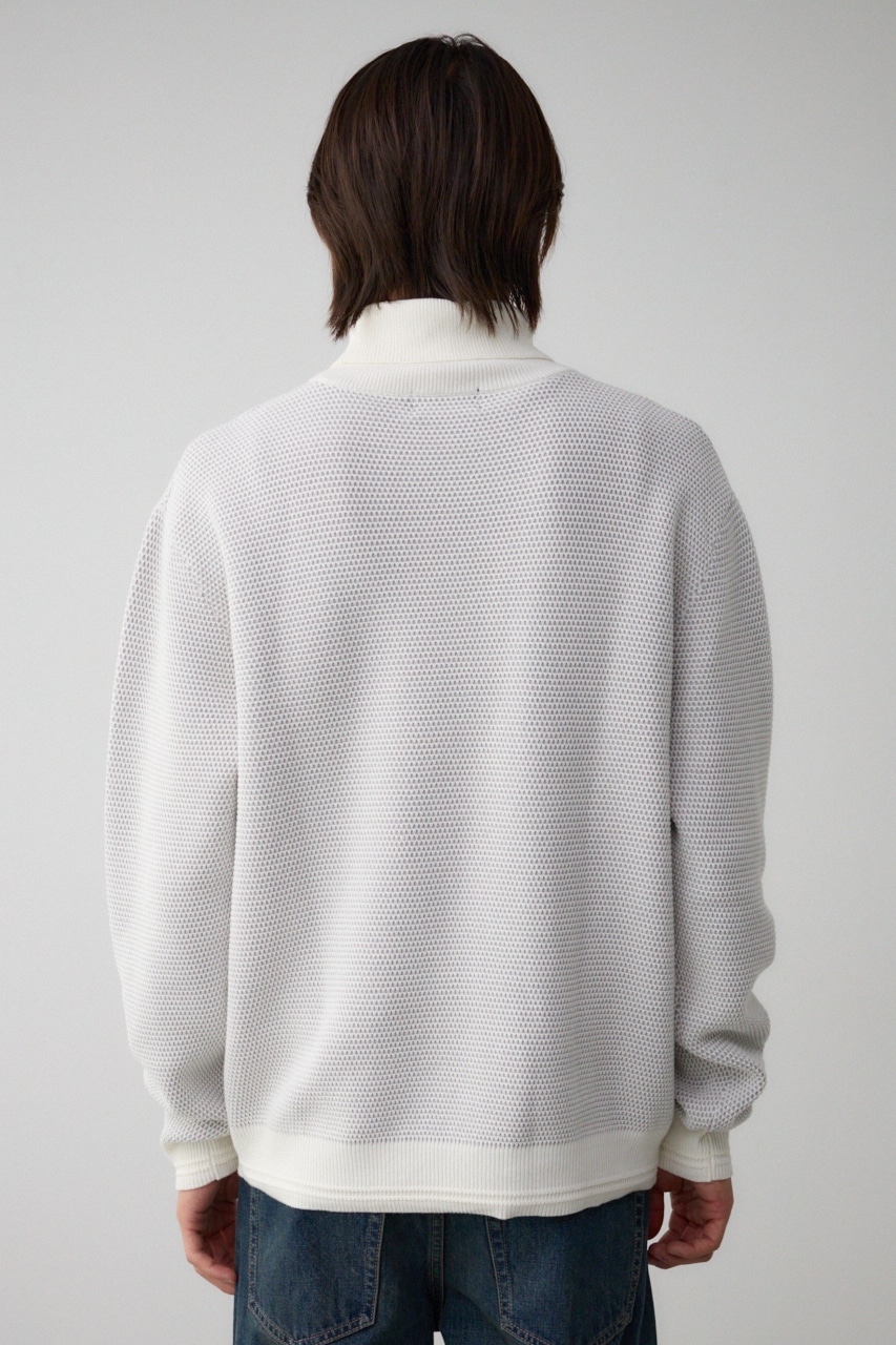 ハニカムタートルネックニット WHT L