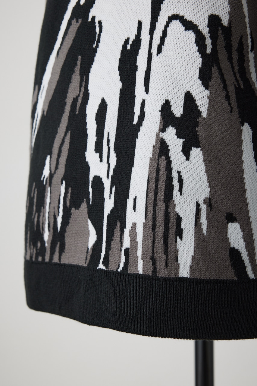 アグリゲーションジャガードニット 柄BLK L