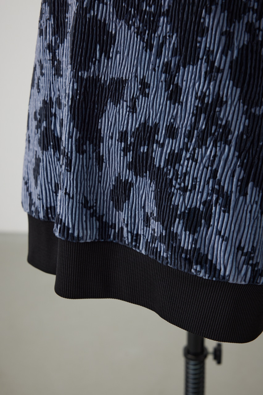 ベロアプリーツトップス 柄GRY FREE