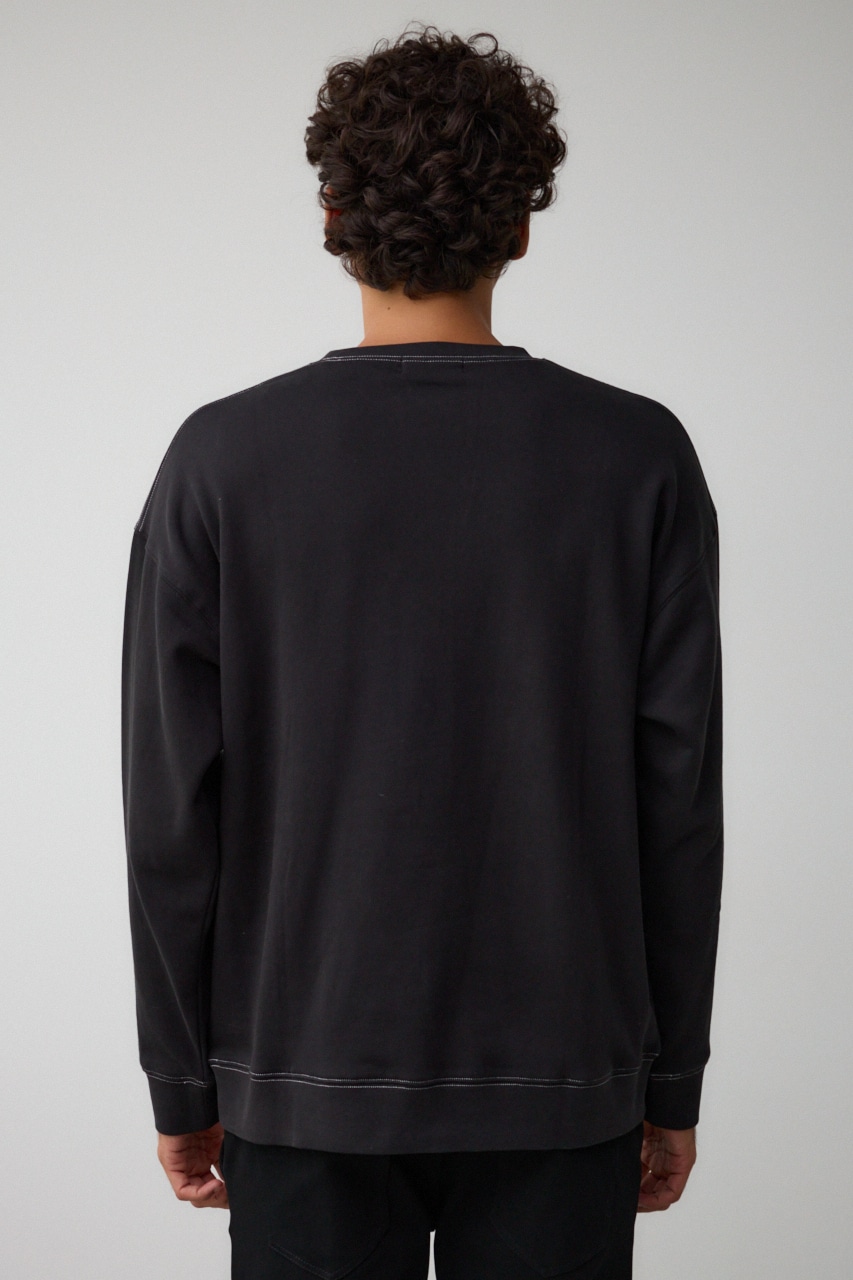 裏起毛配色ステッチトップス BLK L