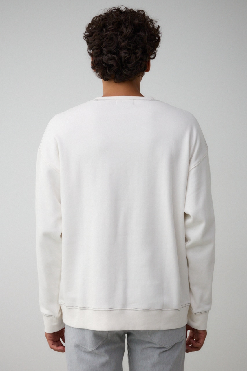 裏起毛配色ステッチトップス WHT L