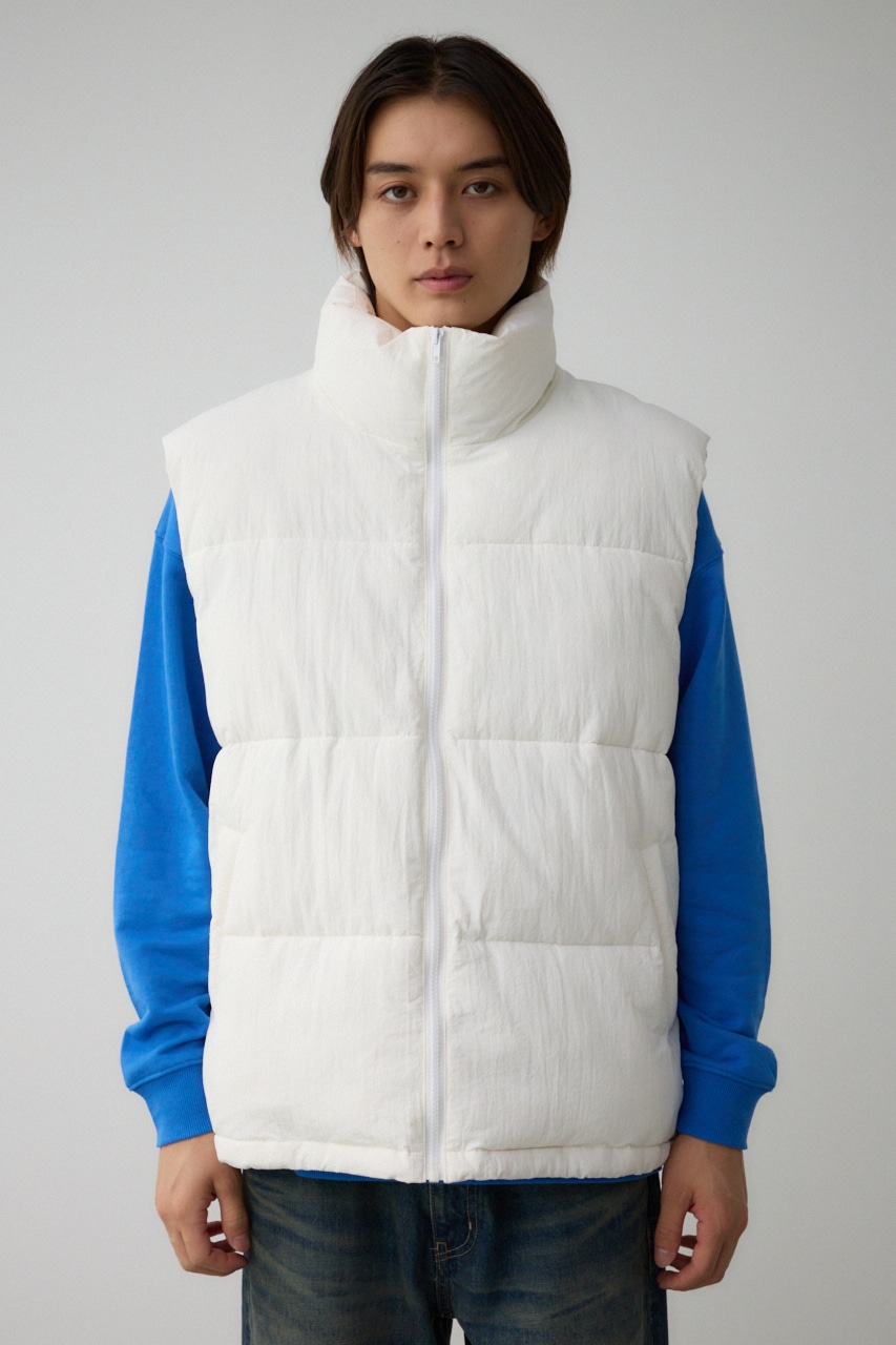 スタンドカラー中綿ベスト O/WHT FREE
